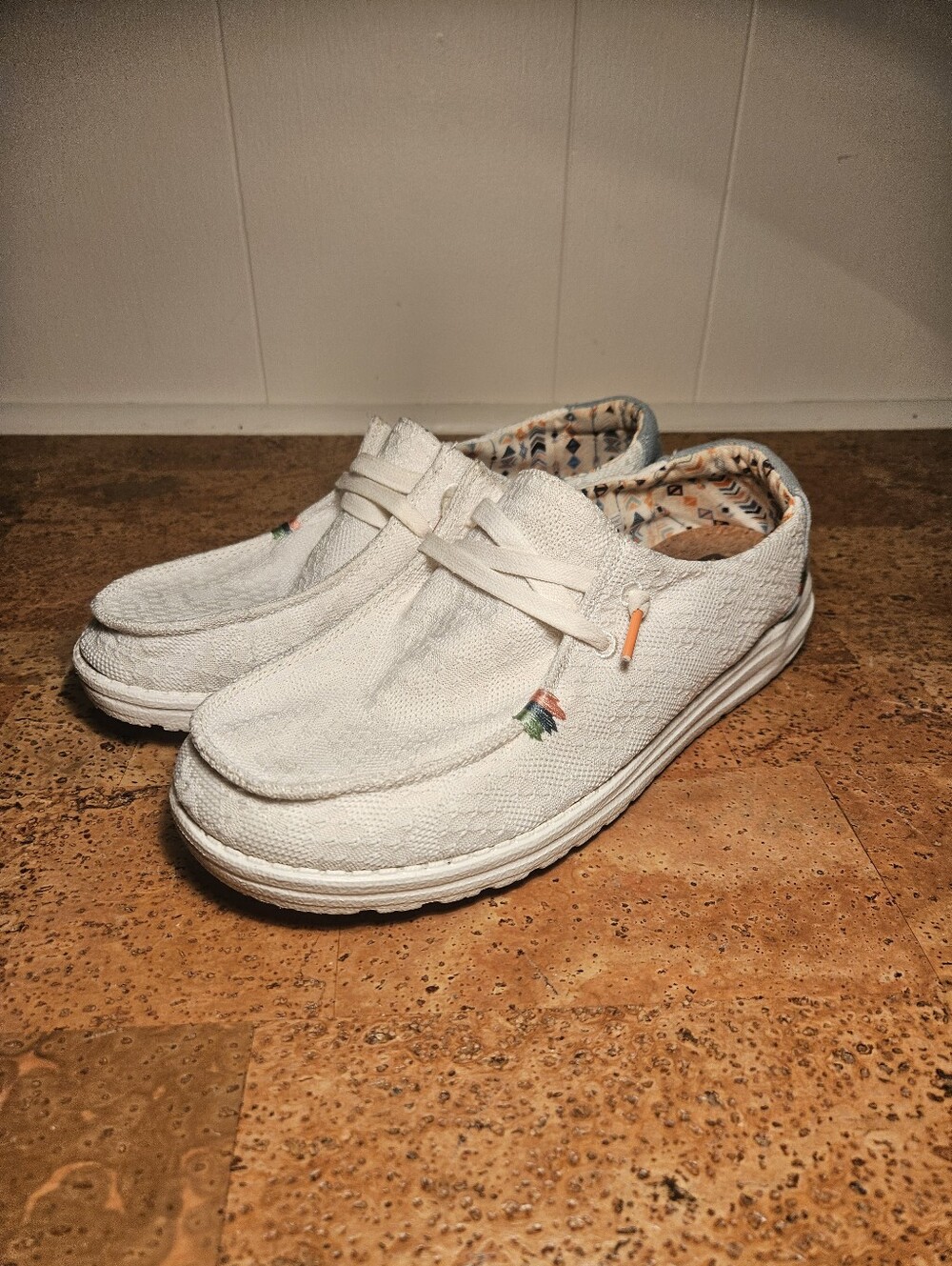 Hey Dude Women's White Canvas Slip-On Loafers